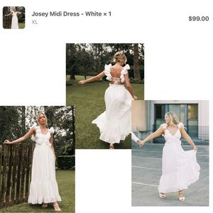 Petal & Pup White Josey Midi Dress